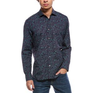 Robert Talbott Mens  Reynolds Floral Linen-Blend Shirt, Blue
